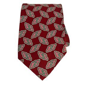 Polo by Ralph Lauren Mens Necktie Red Silk Hand Made Paisley Print Pink GREen